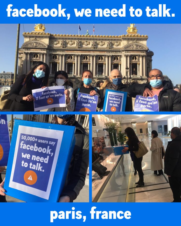 BDS France s’est mobilisé devant les locaux de Facebook a Paris